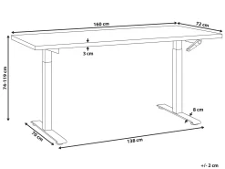 Biurko regulowane manualnie 160x72 cm biało-czarne