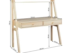 Biurko Shelf drewniane z półką, kolor kasztan