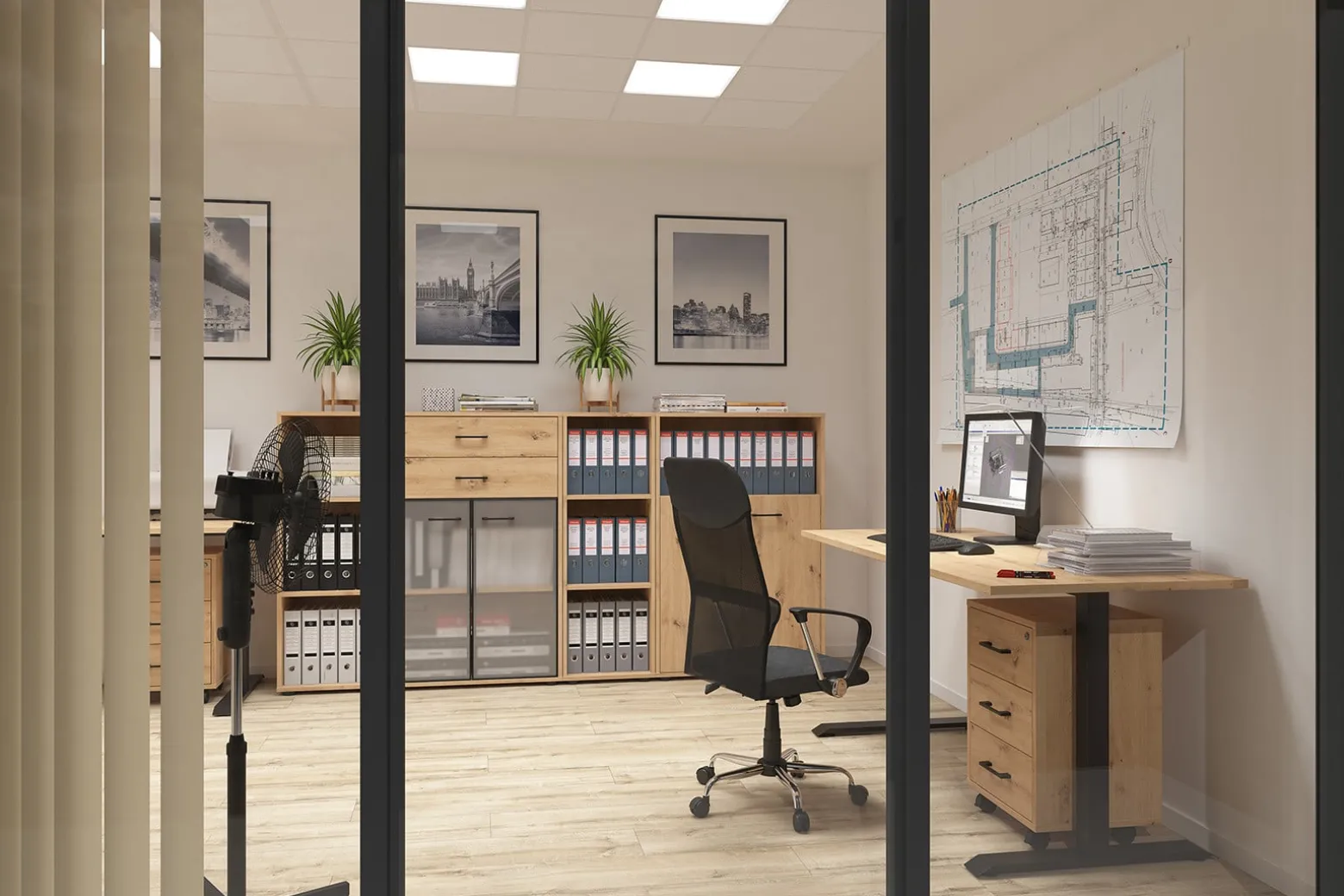 Biurko Space Office 140 cm dąb artisan