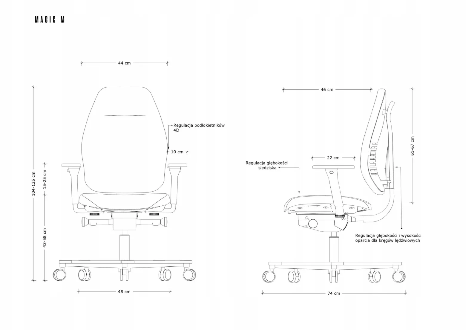 Biurowy fotel ergonomiczny MAGIC M czarny tkanina
