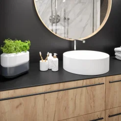 Blat łazienkowy HPL do szafki 80cm 82×49cm Black Mat (0190AF)