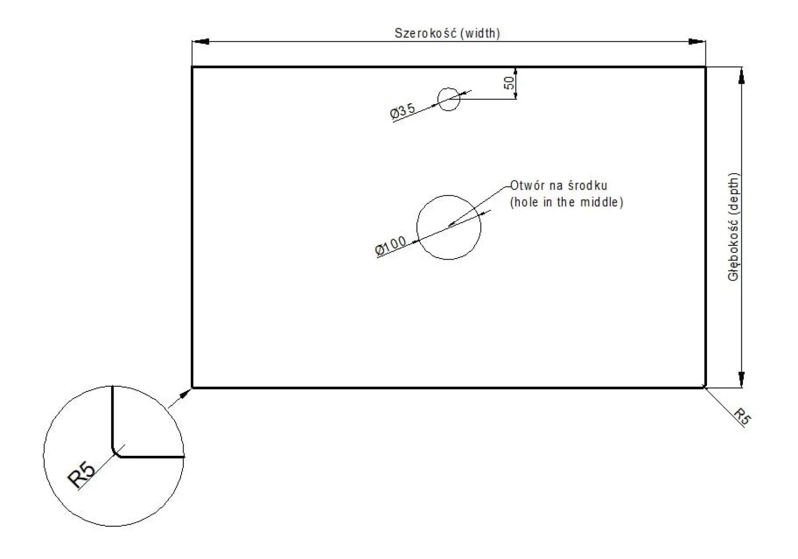 Blat HPL pod umywalkę do szafki 40cm 40,5x40cm Grigia Pietra z otworami