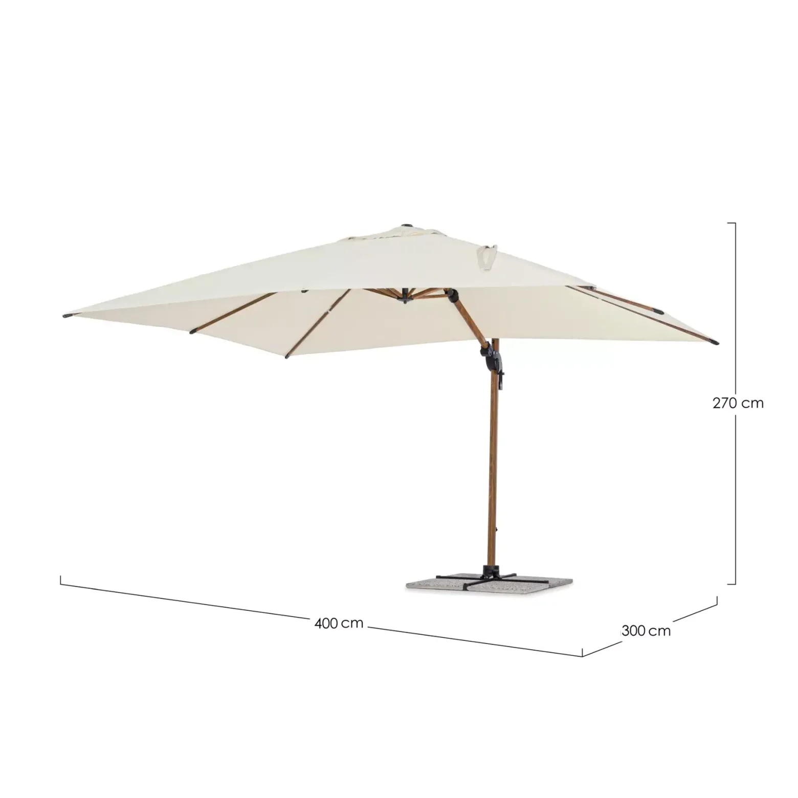 Bolzano Olympus Parasol ogrodowy 300x400 beżowy aluminium