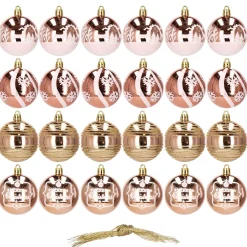 Bombki choinkowe rose gold 24 szt. różowy 6cm zestaw