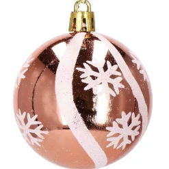 Bombki choinkowe rose gold 24 szt. różowy 6cm zestaw