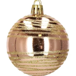 Bombki choinkowe rose gold 24 szt. różowy 6cm zestaw