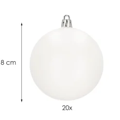 Bombki choinkowe 20 szt. biały 8 cm zestaw choinkowy