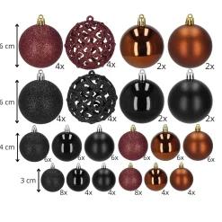 Bombki choinkowe 100 szt. ozdoby świąteczne zestaw 3/4/6 cm