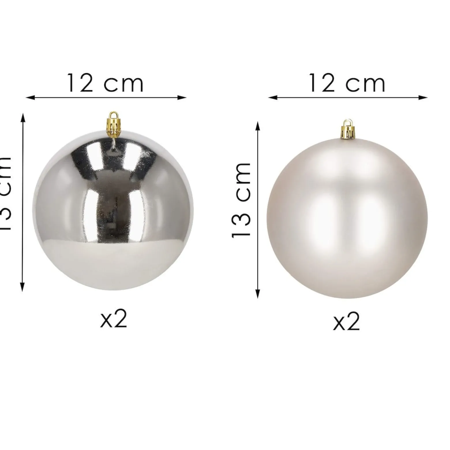 Bombki choinkowe 4 szt. zawieszki na choinkę 12 cm srebrne