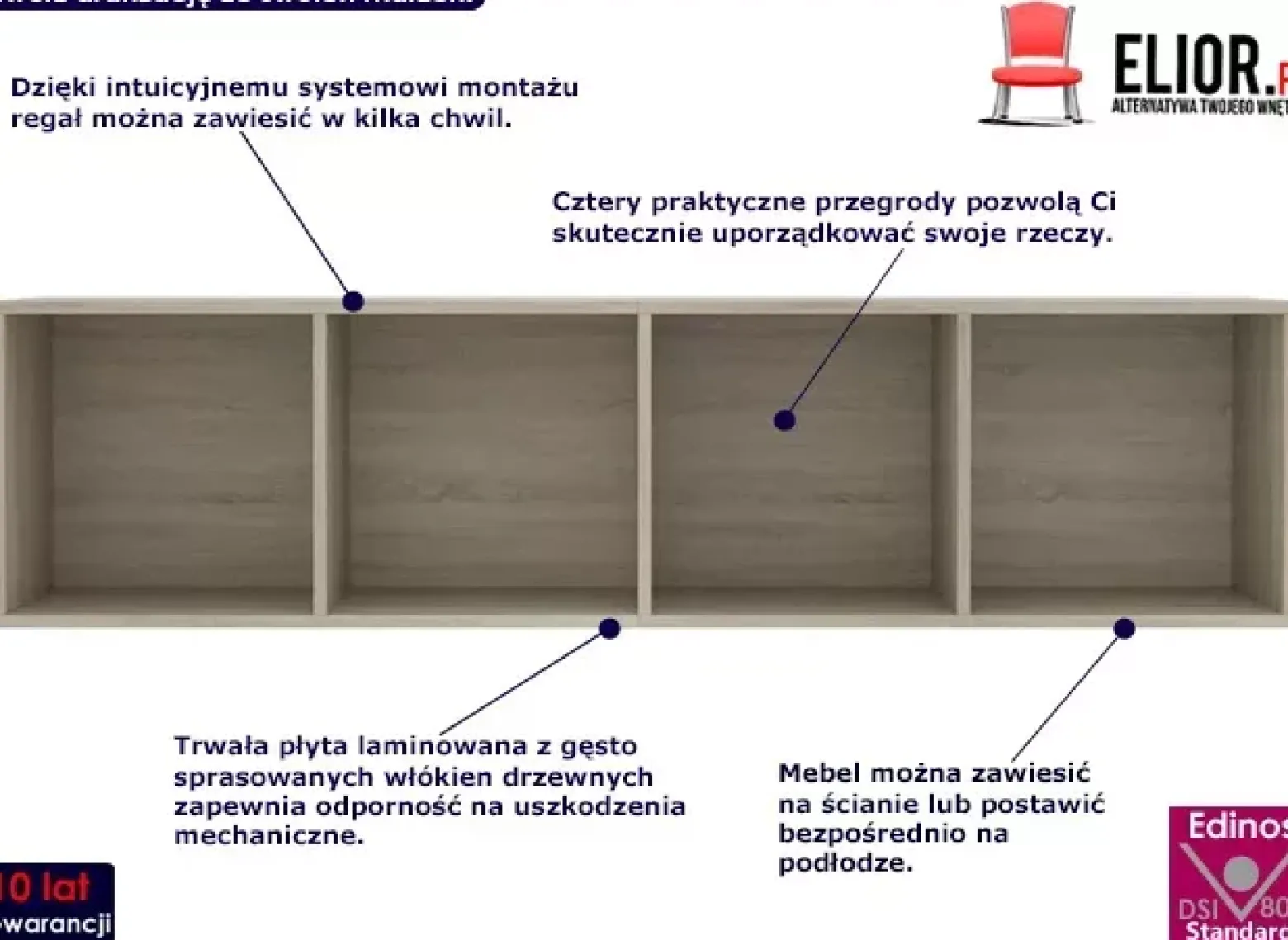 Brązowy modułowy regał ścienny - Avtica