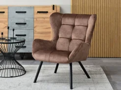 Brązowy Welurowy Uszak Noel Do Salonu W Stylu Modern