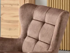 Brązowy Welurowy Uszak Noel Do Salonu W Stylu Modern