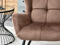 Brązowy Welurowy Uszak Noel Do Salonu W Stylu Modern