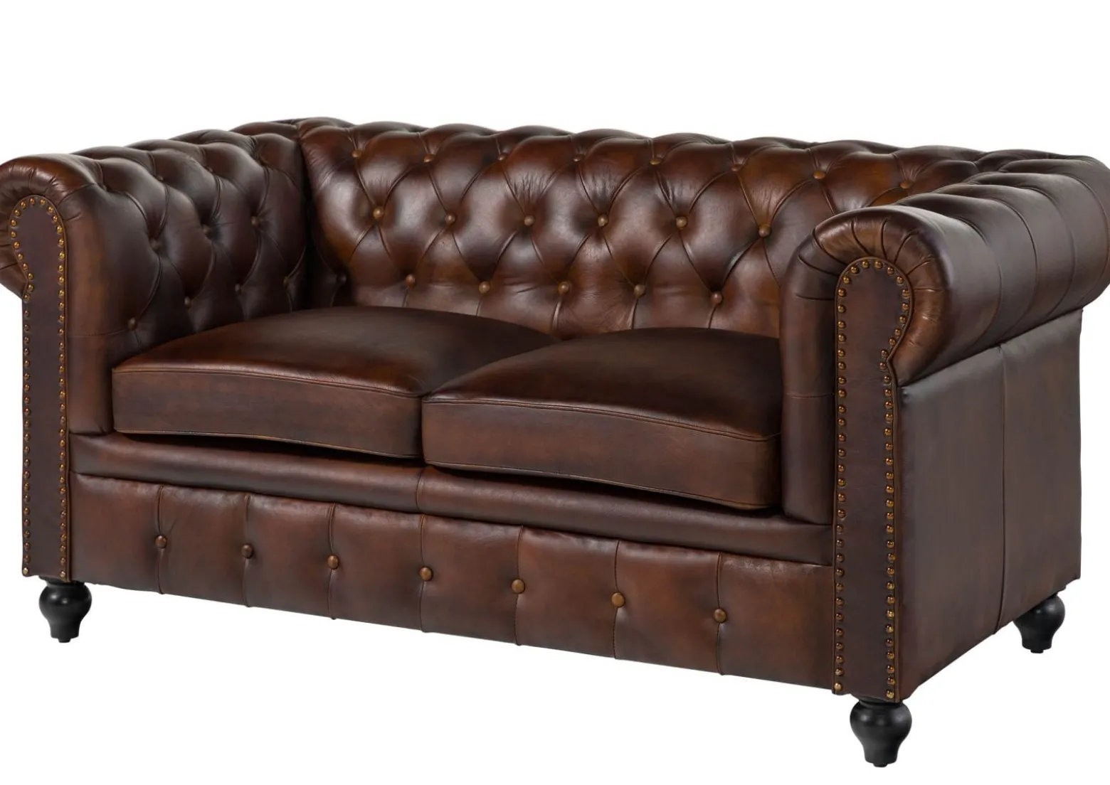 CHESTERFIELD Sofa #102 Skóra naturalna 162x82x76 cm