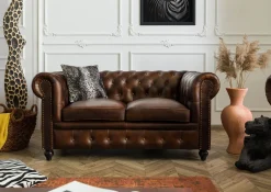CHESTERFIELD Sofa #102 Skóra naturalna 162x82x76 cm