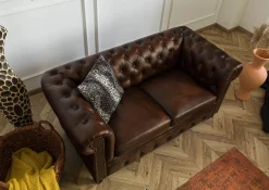 CHESTERFIELD Sofa #102 Skóra naturalna 162x82x76 cm
