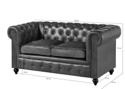 CHESTERFIELD Sofa #102 Skóra naturalna 162x82x76 cm