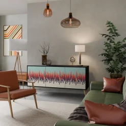 CHROMA CONTOURS Komoda 3 drzwi Czarna-Bukowa skośna