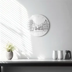 Cichy Zegar Dekoracyjny ścienny Ilustracja miasta Poznań