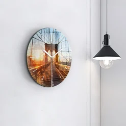 Cichy Zegar Dekoracyjny ścienny Most Brooklyn NYC fi30