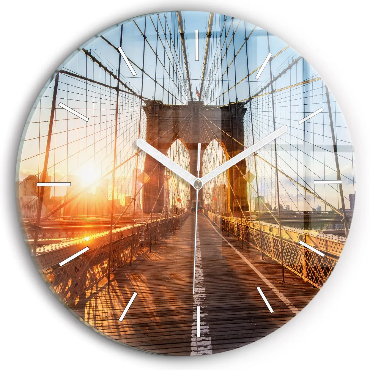 Cichy Zegar Dekoracyjny ścienny Most Brooklyn NYC fi30