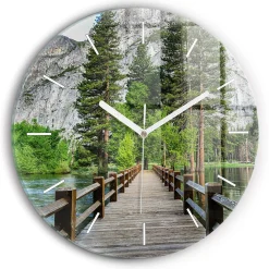 Cichy Zegar Dekoracyjny ścienny Drewniany most Yosemite fi30