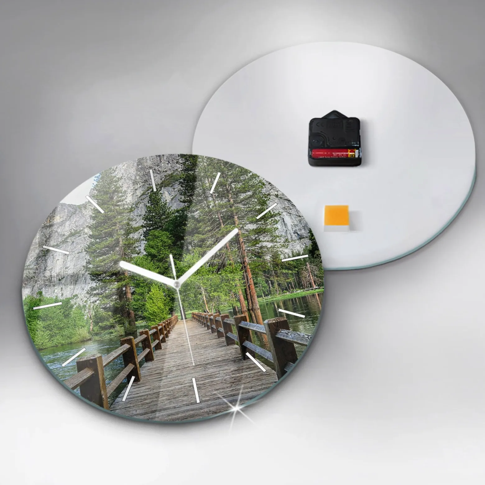 Cichy Zegar Dekoracyjny ścienny Drewniany most Yosemite fi30