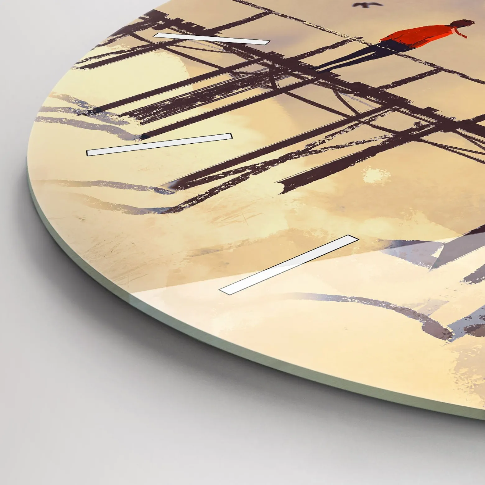 Cichy Zegar Dekoracyjny ścienny Człowiek na starym moście