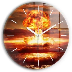 Cichy Zegar Dekoracyjny ścienny Wybuch bomby atomowej fi30