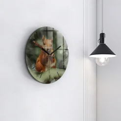 Cichy Zegar Dekoracyjny Wiewiórka i dzika natura fi30