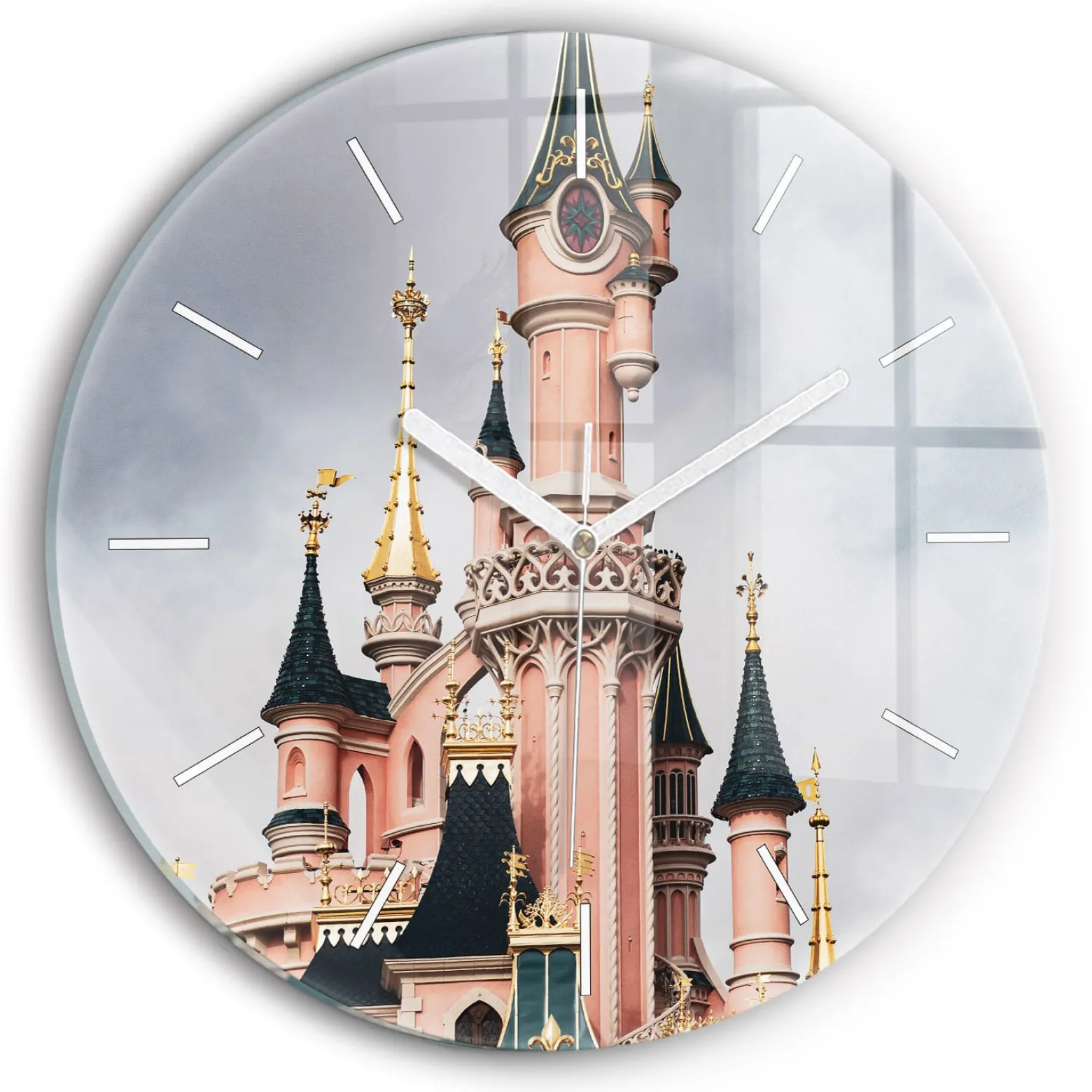 Cichy Zegar Dekoracyjny Zamek Disneyland w Paryżu fi30
