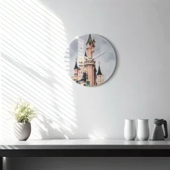 Cichy Zegar Dekoracyjny Zamek Disneyland w Paryżu fi30