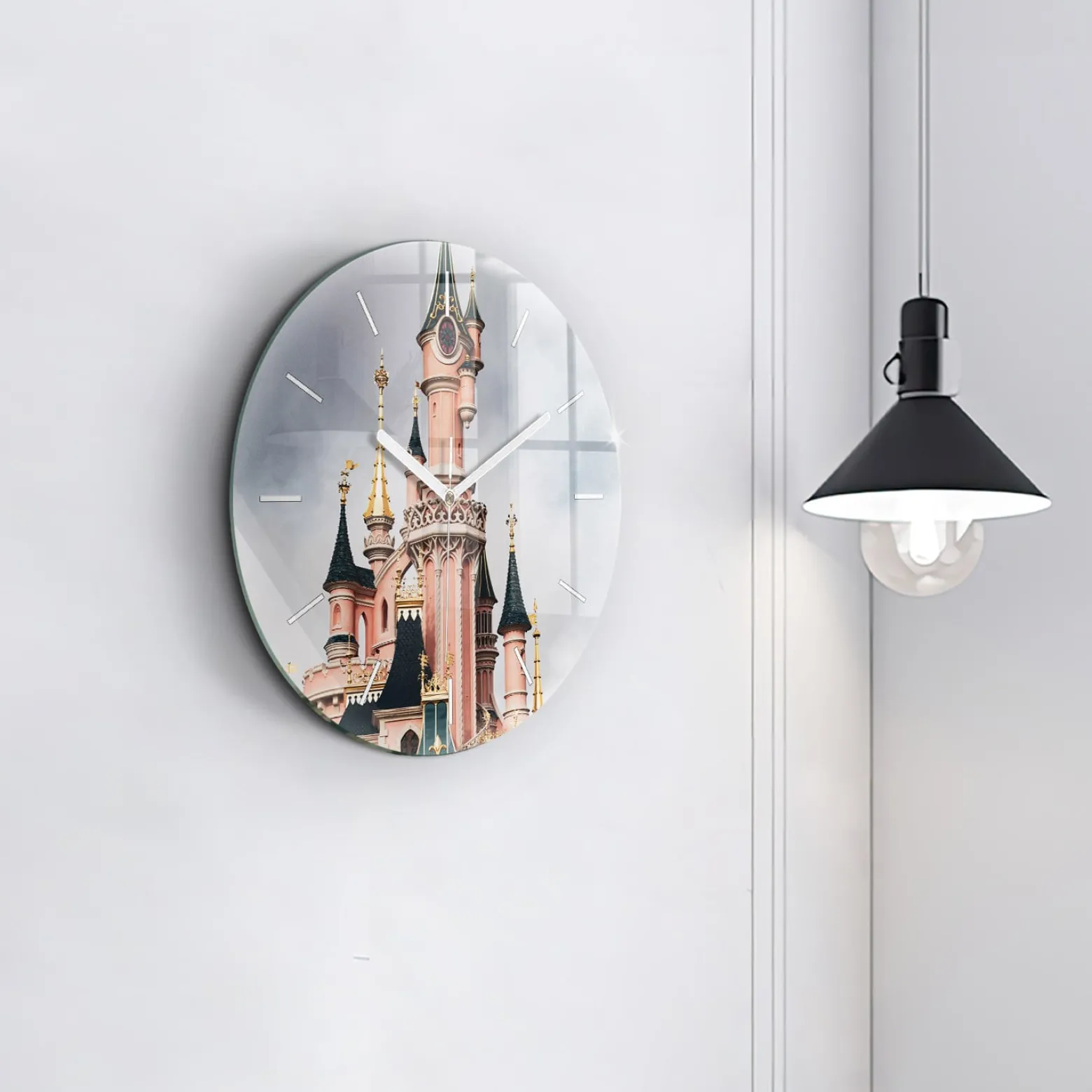 Cichy Zegar Dekoracyjny Zamek Disneyland w Paryżu fi30