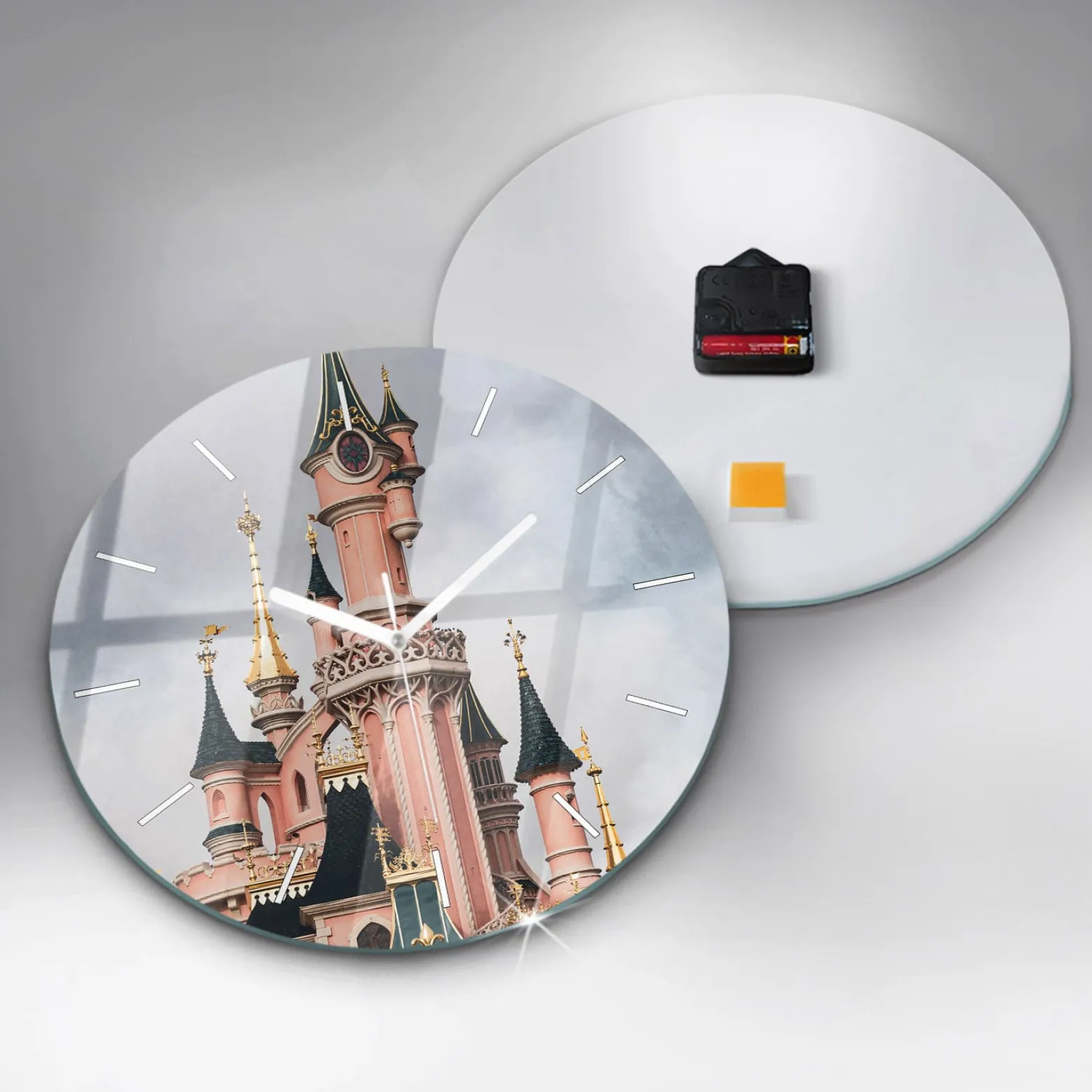Cichy Zegar Dekoracyjny Zamek Disneyland w Paryżu fi30