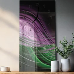 Cichy zegar 30x60 Sztuka Abstrakcyjna szklany ścienny