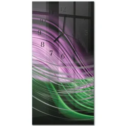 Cichy zegar 30x60 Sztuka Abstrakcyjna szklany ścienny