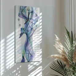 Cichy zegar 30x60 Wzór szklany ścienny