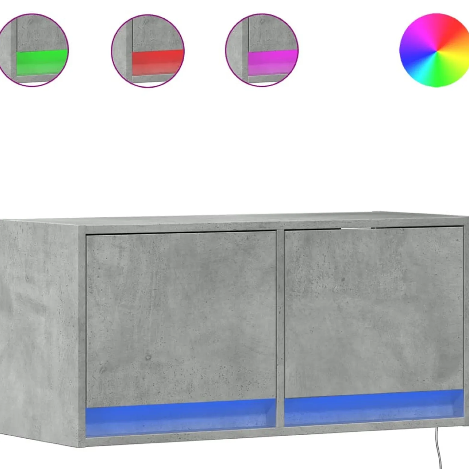 Ścienna szafka TV z LED szarość betonu 80x31x35 cm