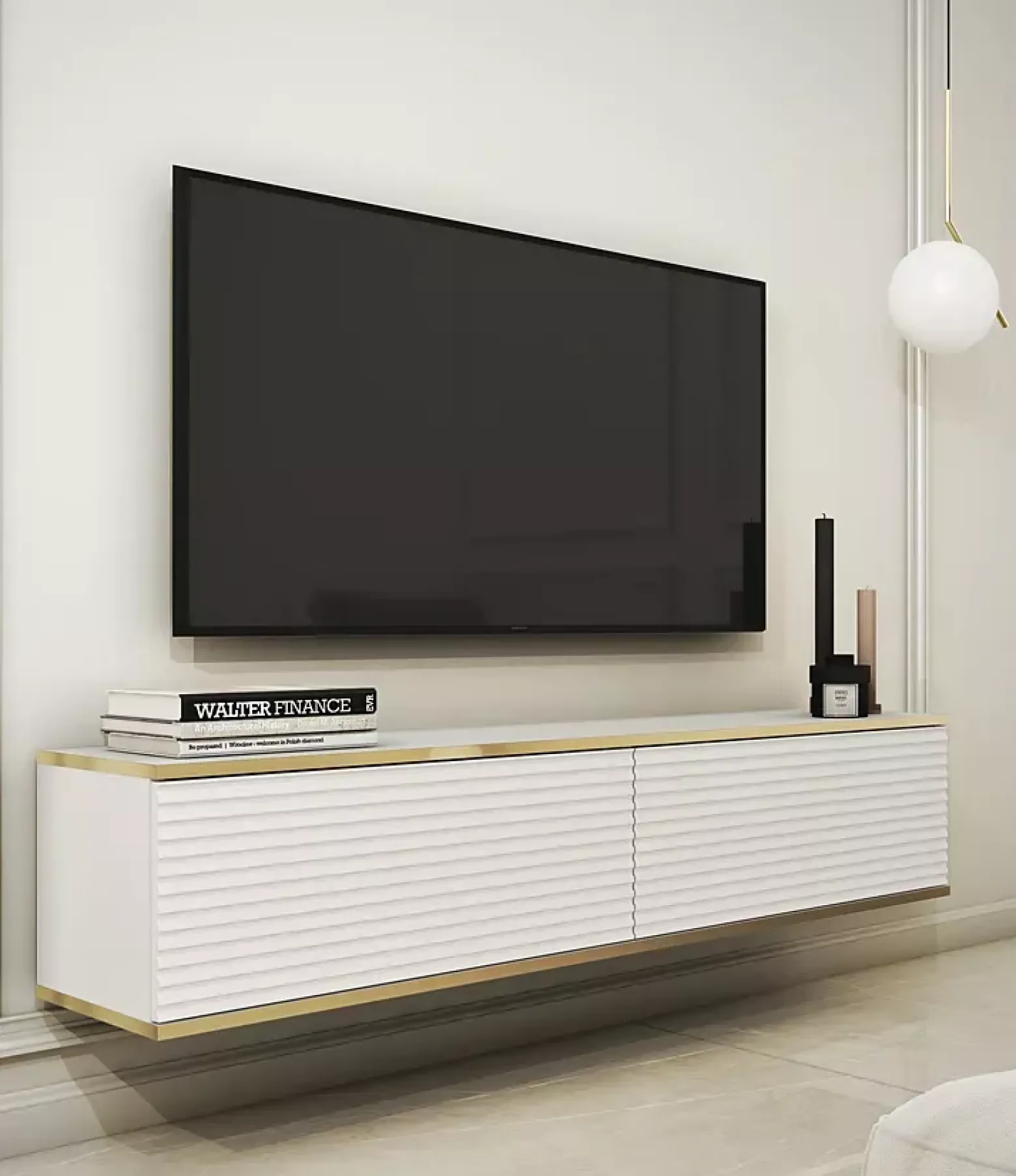 ścienna lamelowa szafka pod TV - Xyvian