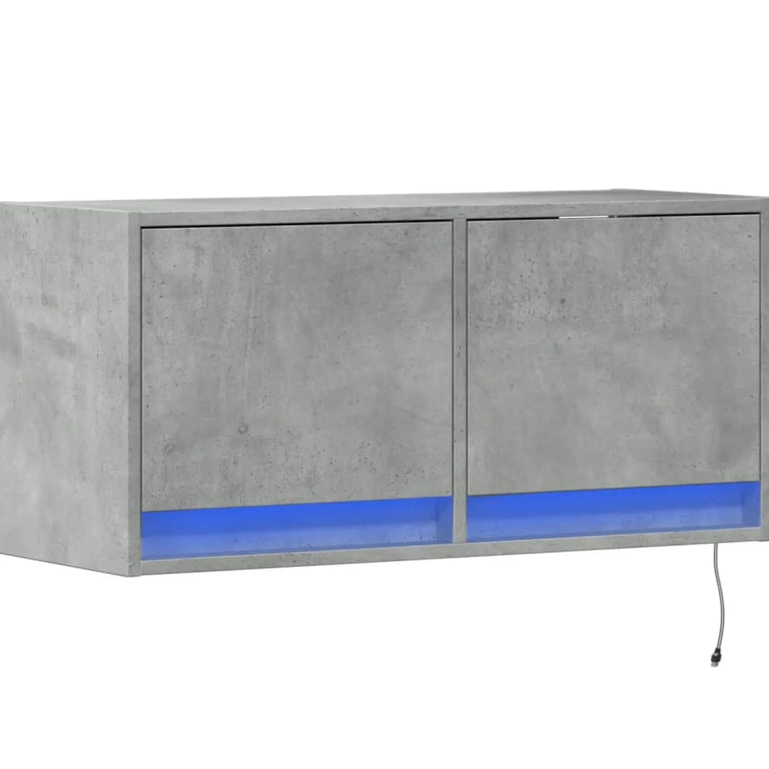Ścienna szafka TV z LED szarość betonu 80x31x35 cm