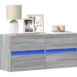 Ścienna szafka TV z LED szary dąb sonoma 100x31x45 cm