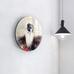 Ścienny Zegar szklany ozdobny Abstrakcja portret kobiety