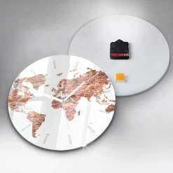 Ścienny Zegar szklany ozdobny Stara mapa z cegły fi30