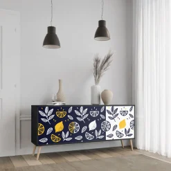 CITRUS BLACK AND WHITE Komoda 3 drzwi Czarna-Bukowa skośna