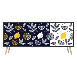 CITRUS BLACK AND WHITE Komoda 3 drzwi Czarna-Bukowa skośna