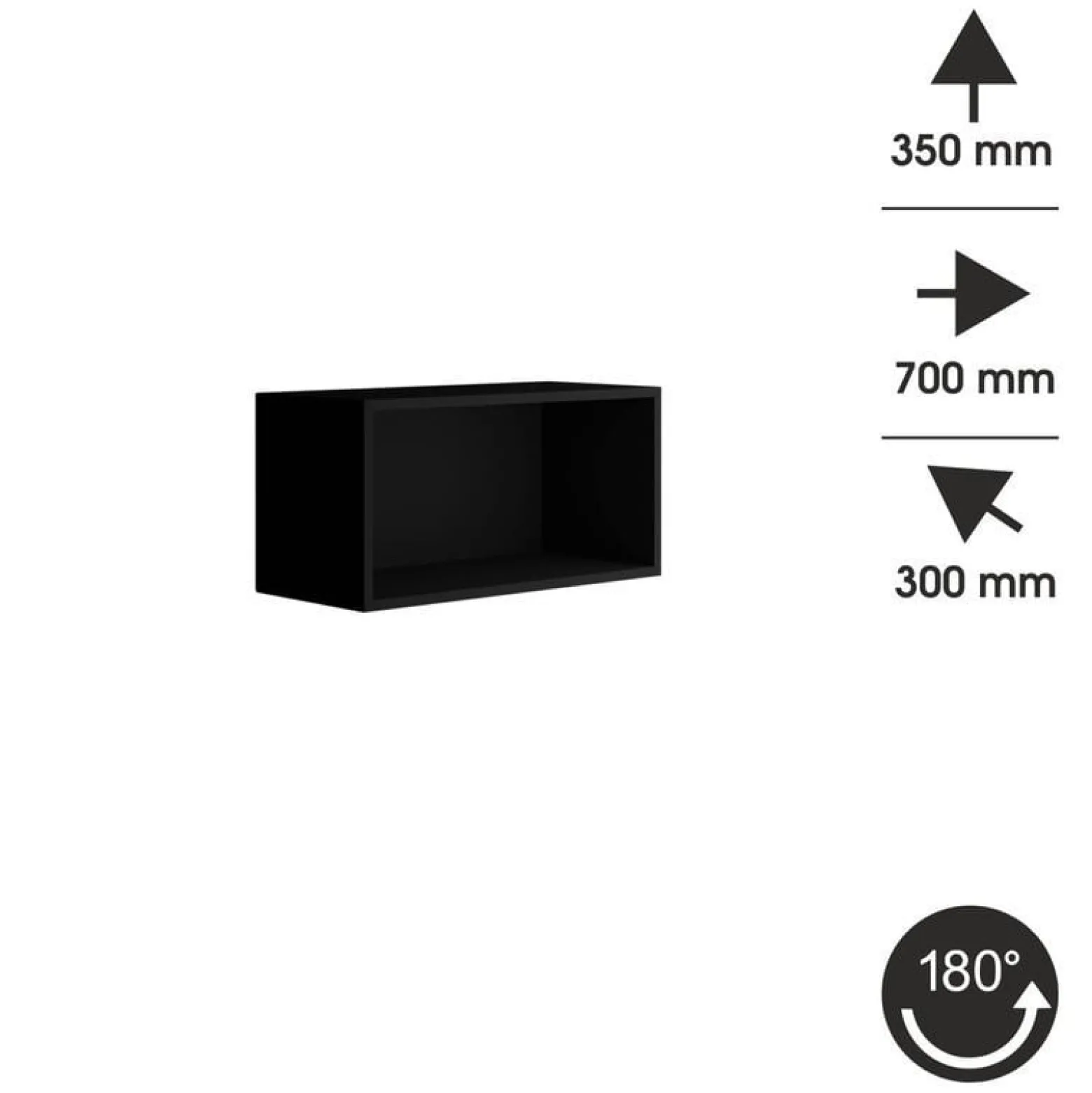 Czarna półka wisząca do salonu 70 cm PREMIUM