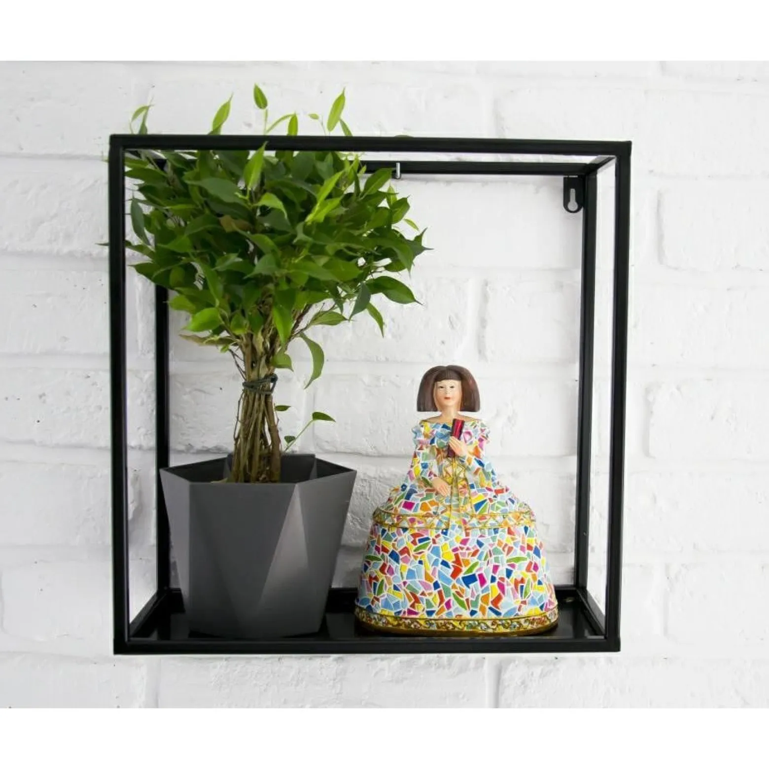 Czarna półka wisząca ścienna metal 35 cm LOFT
