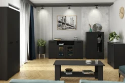 Czarna półka wisząca na książki 80 cm do salonu FIORA
