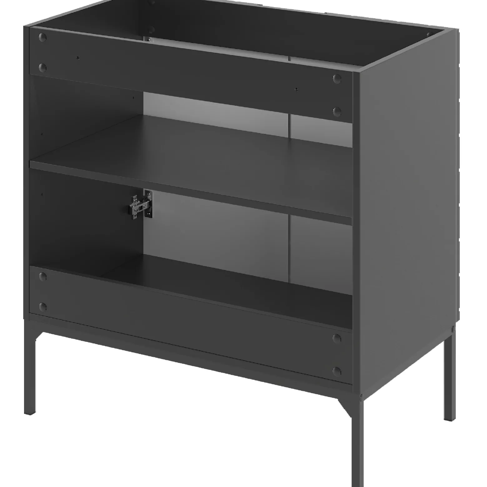 Czarna ryflowana szafka z umywalką i blatem 80 cm ASPEN-08-BM czarny stelaż