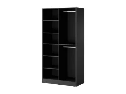 Czarna szafa SANDBOX NOVA uchylna ryflowana z drążkiem 100cm